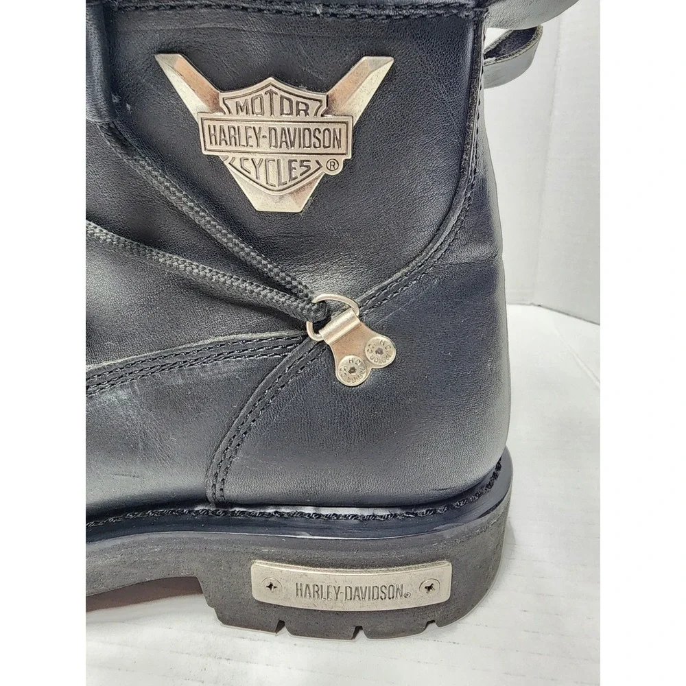 HARLEY DAVIDSON Mens 11 Leather BRAKE LIGHT Riding Boots Biker Moto D91680 BLACK